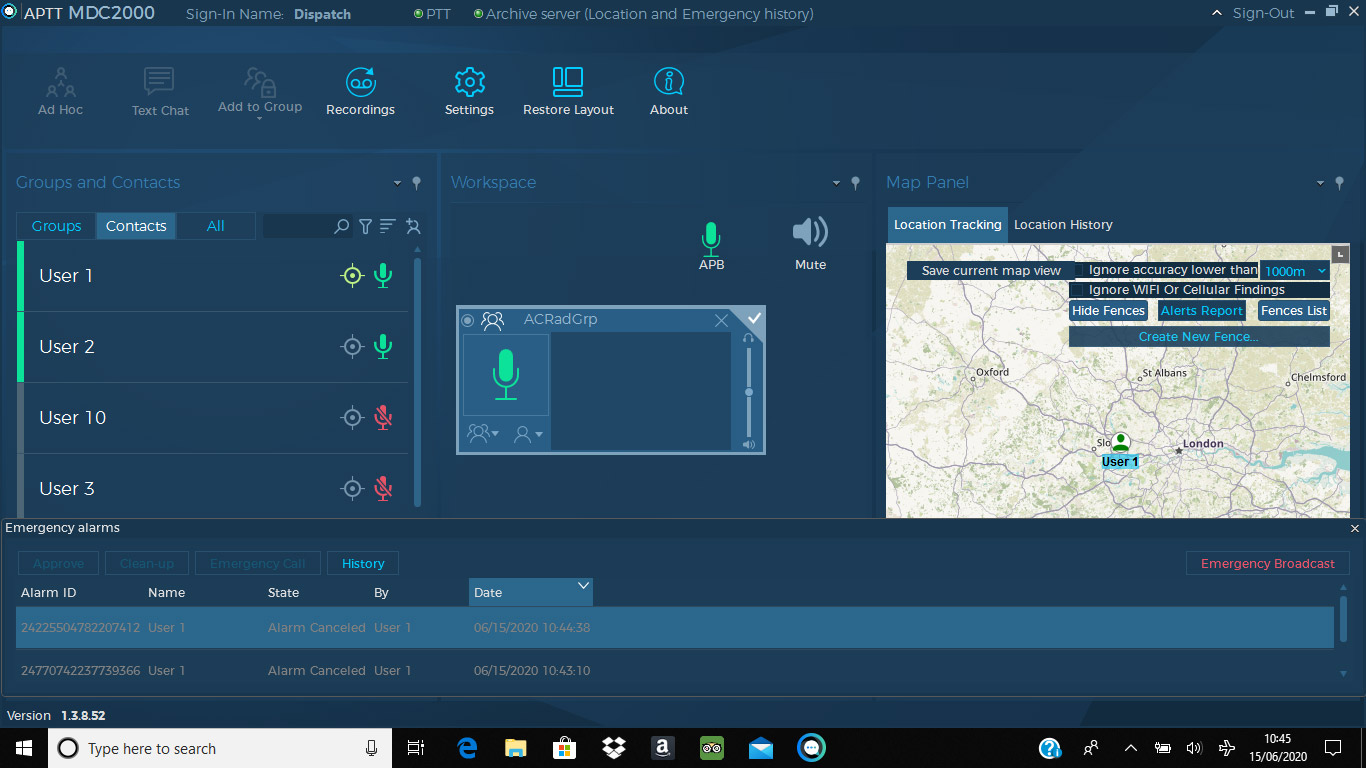 Airacom APTT Dispatch Console